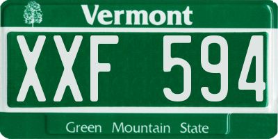 VT license plate XXF594