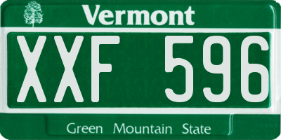 VT license plate XXF596