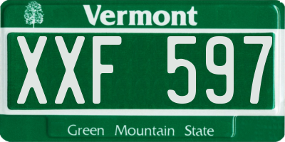 VT license plate XXF597