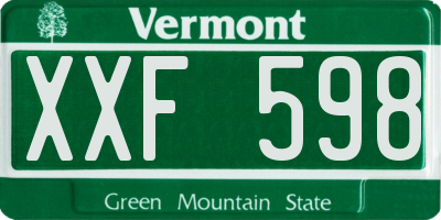 VT license plate XXF598