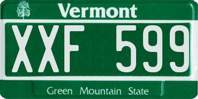 VT license plate XXF599