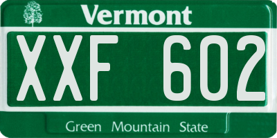 VT license plate XXF602