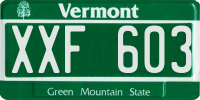 VT license plate XXF603