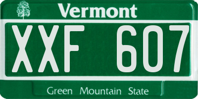 VT license plate XXF607