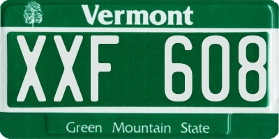 VT license plate XXF608