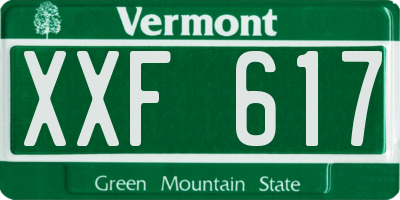 VT license plate XXF617