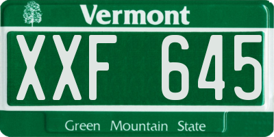VT license plate XXF645