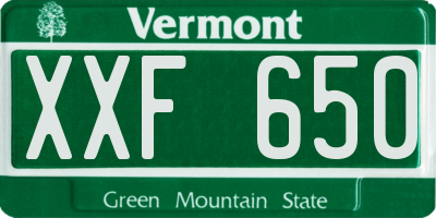 VT license plate XXF650
