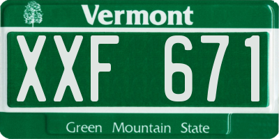 VT license plate XXF671