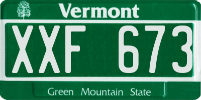VT license plate XXF673