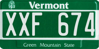 VT license plate XXF674