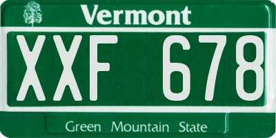 VT license plate XXF678