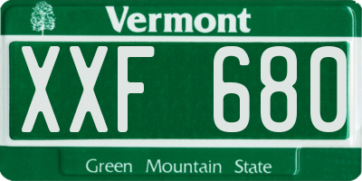 VT license plate XXF680