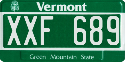 VT license plate XXF689
