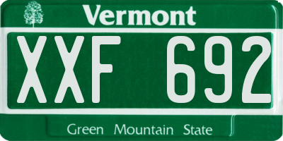 VT license plate XXF692