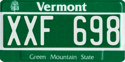 VT license plate XXF698