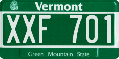 VT license plate XXF701