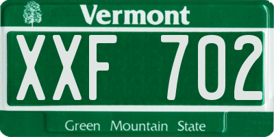 VT license plate XXF702