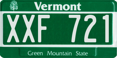 VT license plate XXF721