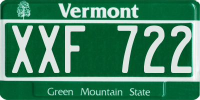 VT license plate XXF722