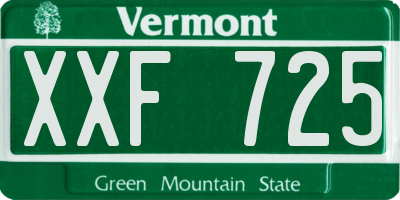 VT license plate XXF725
