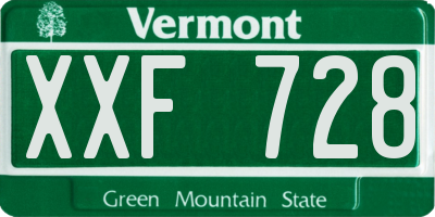 VT license plate XXF728