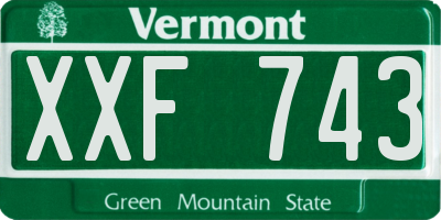 VT license plate XXF743