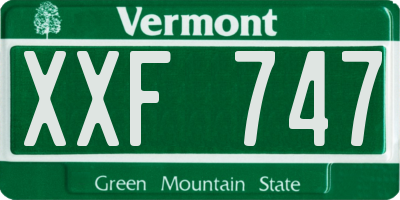 VT license plate XXF747
