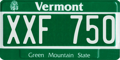 VT license plate XXF750