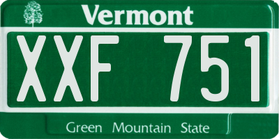 VT license plate XXF751