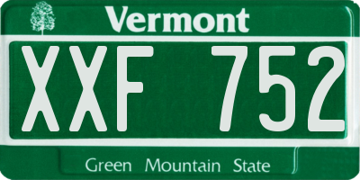 VT license plate XXF752