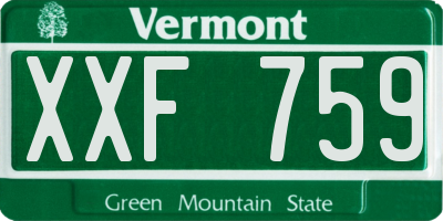 VT license plate XXF759