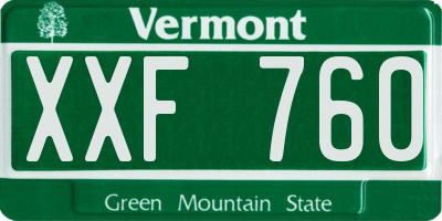 VT license plate XXF760