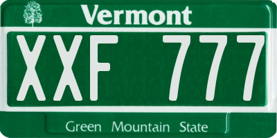 VT license plate XXF777