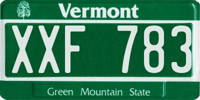 VT license plate XXF783