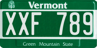 VT license plate XXF789