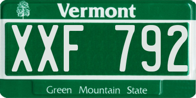 VT license plate XXF792