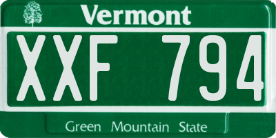 VT license plate XXF794