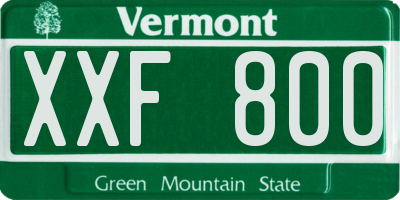 VT license plate XXF800