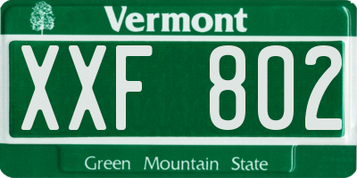 VT license plate XXF802
