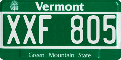 VT license plate XXF805