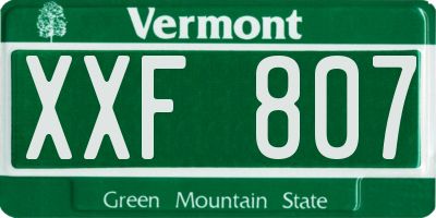 VT license plate XXF807