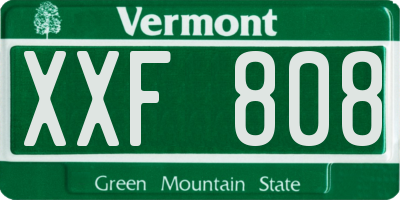 VT license plate XXF808