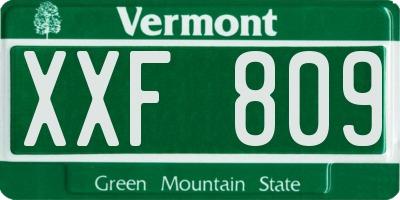 VT license plate XXF809