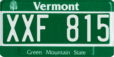 VT license plate XXF815