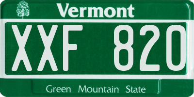 VT license plate XXF820