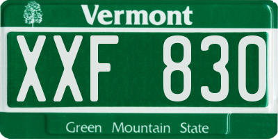 VT license plate XXF830