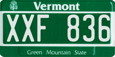 VT license plate XXF836
