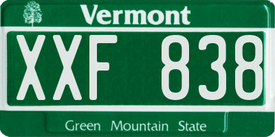 VT license plate XXF838