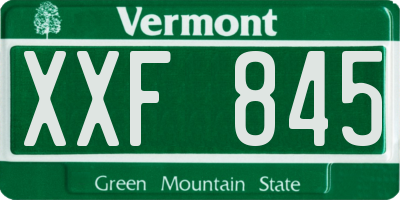VT license plate XXF845